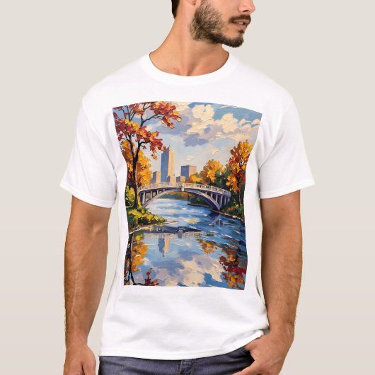 T-shirt Indianapolis White Bridge Over the White River  (Devant)
