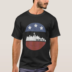 T-shirt Indicateur américain vintage Seattle City Skyline