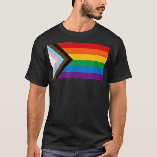 T-shirt Indicateur de la fierté de progression LGBTQ (Devant)