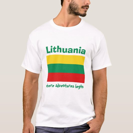 T-shirt Indicateur Lituanie+Carte+T-shirt Texte (Devant)