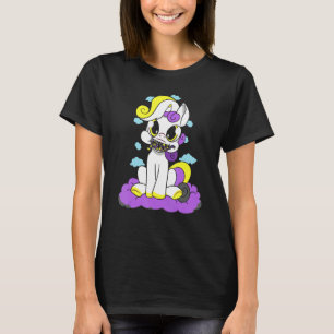 T-shirt Indicateur non binaire de fierté mignon Unicorn Nu