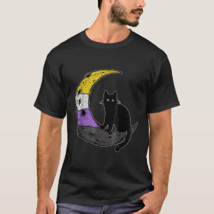 T-shirt Indicateur non binaire Lune Space Cat LGBT NonBina