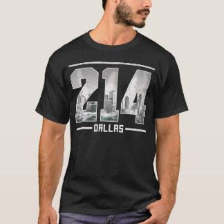 T-shirt Indicatif régional Dallas 214 Texas Skyline