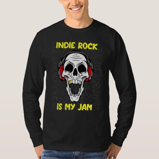 T-shirt Indie Rock Is My Jam - Crâne Et Casques (Devant)