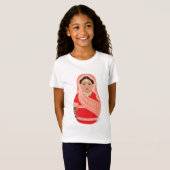T-shirt indien (rouge) pour filles Matryoshka (Devant entier)