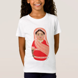 T-shirt indien (rouge) pour filles Matryoshka