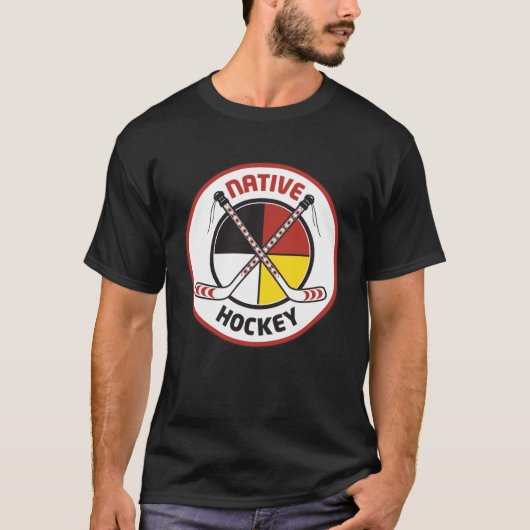 T-shirt indigène de noir d'hockey (Devant)