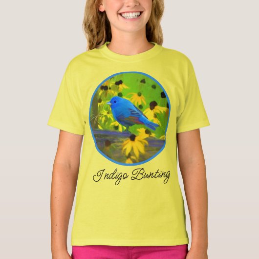 T-shirt Indigo Bunting Painting - Original Bird Art T-Shir (Devant)