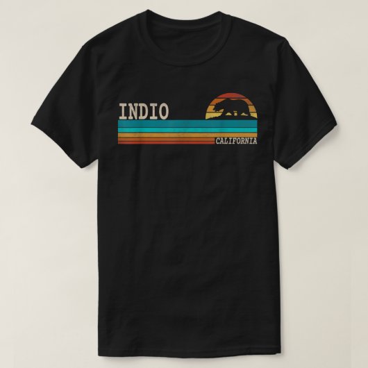 T-shirt Indio California State Bear Retro Sunset (Design devant)