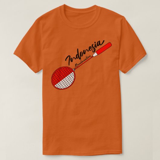 T-shirt Indonésie Drapeau de Badminton Racquet Support Ind (Design devant)