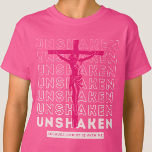 T-shirt Inébranlable - Écriture Jésus Saint-Esprit Rose