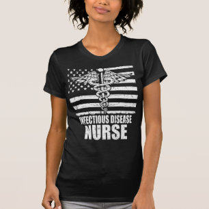 T-shirt Infectieux Maladie Infirmière drapeau américain