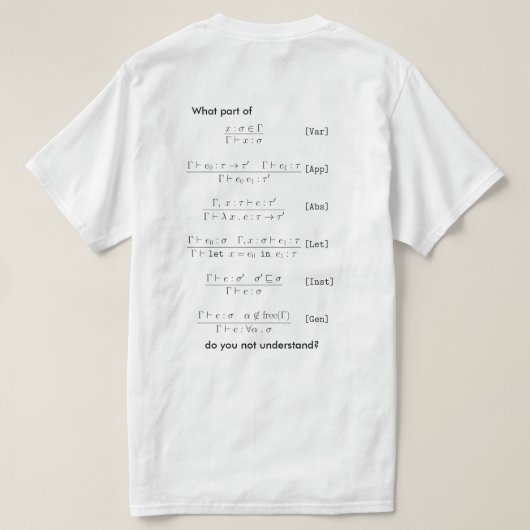 T-shirt Inférence Type Hindley-Milner (Design dos)