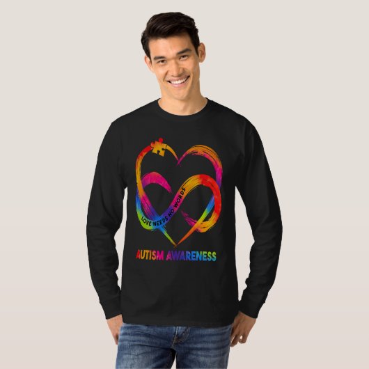T-shirt Infinity Heart Love Autism Awareness Needs No Word (Devant entier)