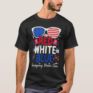 T-shirt Infirmière 4 juillet Rouge Blanc Bleu d'urgence