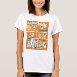 T-shirt Infirmière amusante Halloween Carreaux orange Basi