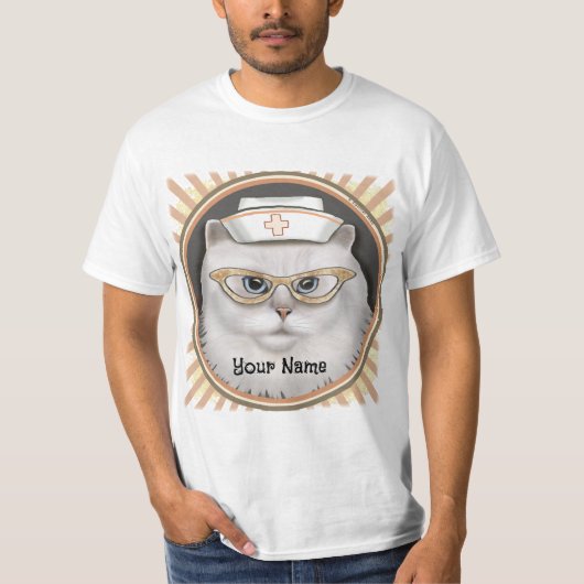 T-shirt Infirmière au chat persan (Devant)