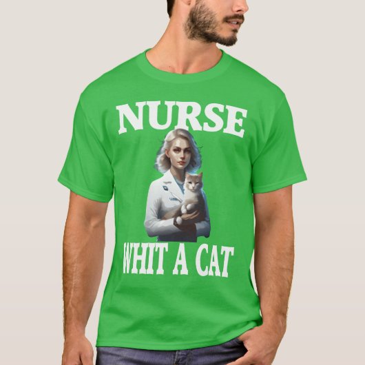 T-shirt Infirmière avec un chatBelle conception de chatMod (Devant)