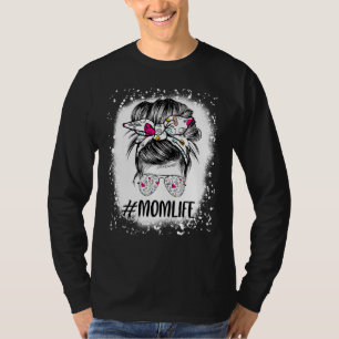 T-shirt Infirmière blanchie Maman Vie Messy Bun Lunettes d