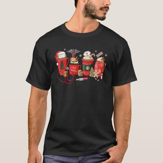 T-shirt Infirmière Café Latte RN Stethoscope Noël Noël Noë (Devant)
