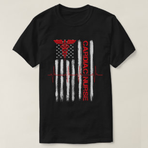 T-shirt Infirmière Cardiac Drapeau Américain Patriotique