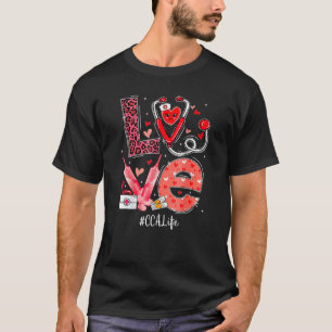 T-shirt Infirmière Cca Vie Amour Coeur Stethoscope Rn Infi