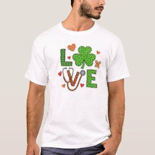 T-shirt Infirmière chanceuse Amour Shamrock Léopard Graphi