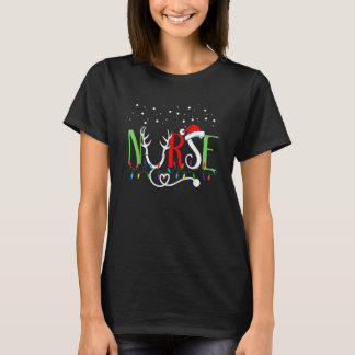 T-shirt Infirmière chapeau de Noël de Santa neige stéthosc