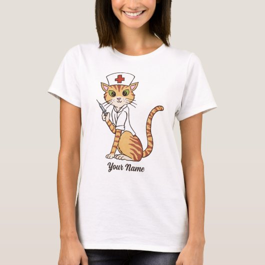 T-shirt Infirmière Chat - Ginger Tabby Infirmière Amoureux (Devant)
