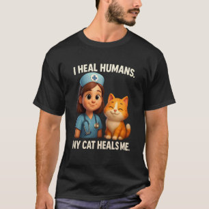 T-shirt Infirmière Chat pour Femme, Mon Chat me Gu