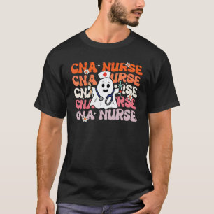 T-shirt Infirmière CNA Groovy Drôle d'Halloween Fantôme Co