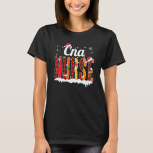 T-shirt Infirmière Cna Noël Rouge Plaqué Imprimer Rn Infir