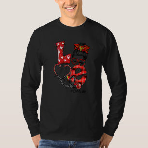 T-shirt Infirmière Cna Plaid Red Leopard Love Heart Messy