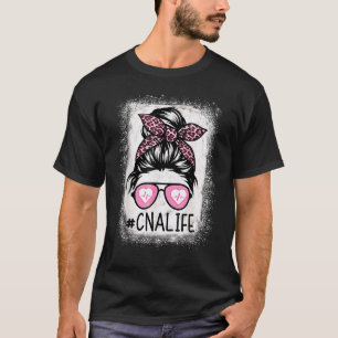 T-shirt Infirmière Cna Vie Décolorée Tignon Léopard Rose