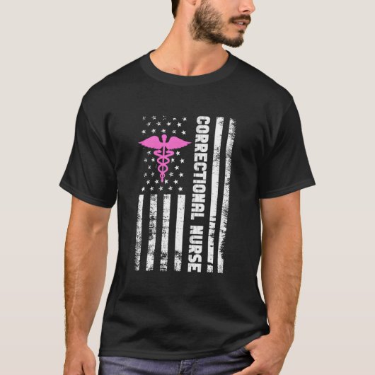 T-shirt Infirmière correctionnelle - American Flag Prison  (Devant)
