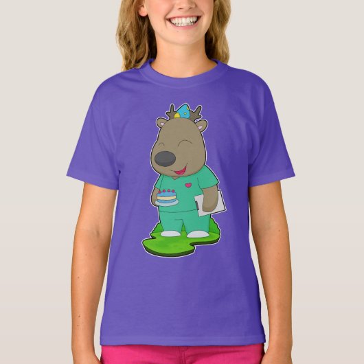 T-shirt Infirmière d'anniversaire de renne (Devant)