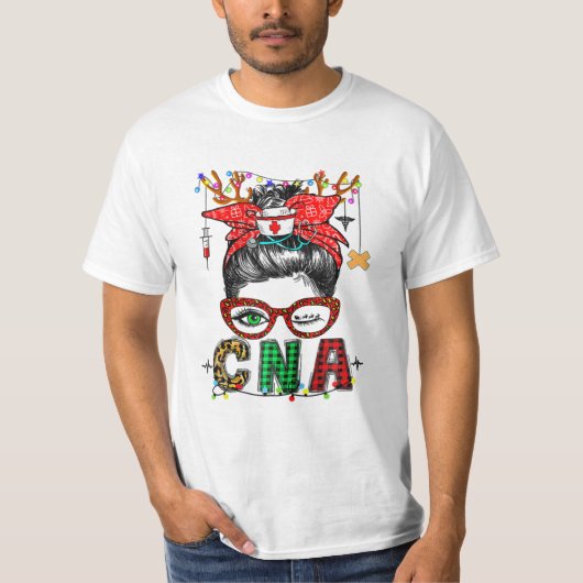 T-shirt Infirmière de Buffalo Plaid X mas Raglan (Devant)