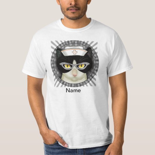T-shirt infirmière de chat de Tuxedo (Devant)