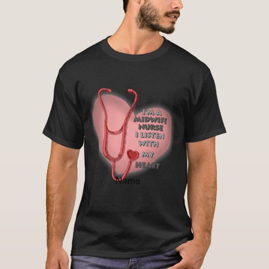 T-shirt Infirmière de la sage-femme du coeur rouge (Devant)