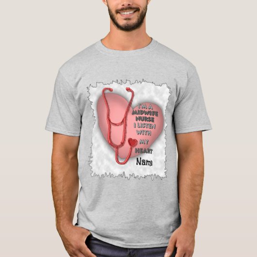 T-shirt Infirmière de la sage-femme du coeur rouge (Devant)