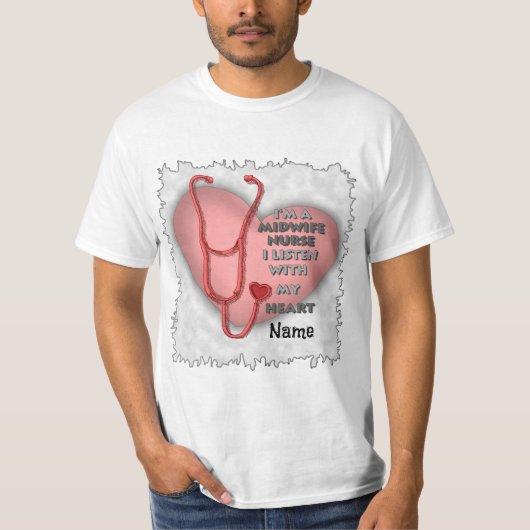 T-shirt Infirmière de la sage-femme du coeur rouge (Devant)