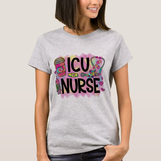 T-shirt Infirmière de l'ICU cool et colorée (Devant)