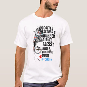 T-shirt Infirmière de l'ICU Scrubs Café Et Gants En Caoutc