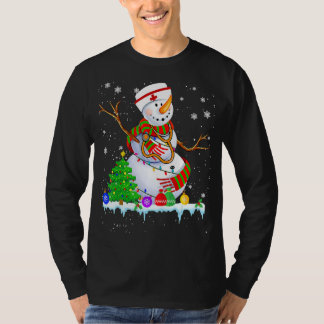 T-shirt Infirmière de neige lumières Noël Noël Arbre de No