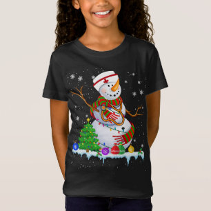 T-Shirt Infirmière de neige lumières Noël Noël Arbre de No