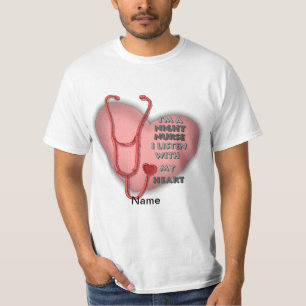 T-shirt Infirmière de nuit du coeur rouge
