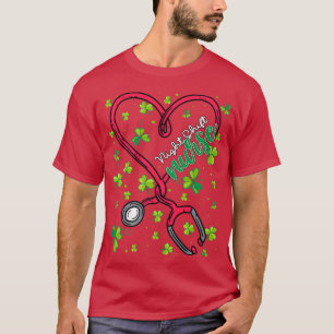 T-shirt Infirmière de nuit St Patricks Day Amour Stethosco