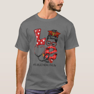 T-shirt Infirmière de santé publique Plaid Leopard Love He