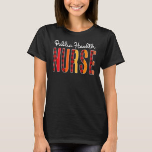 T-shirt Infirmière de santé publique Plaid Red Love Heart