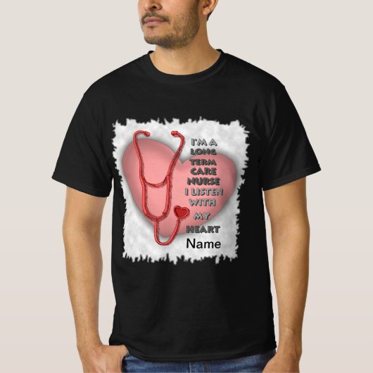T-shirt Infirmière de soins de longue durée du coeur rouge (Devant)